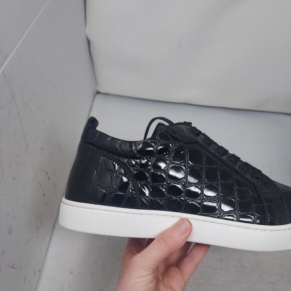 Christian Louboutin Rantulow Orlato Crocodile Black Patent Sneaker - Picture 4 of 10